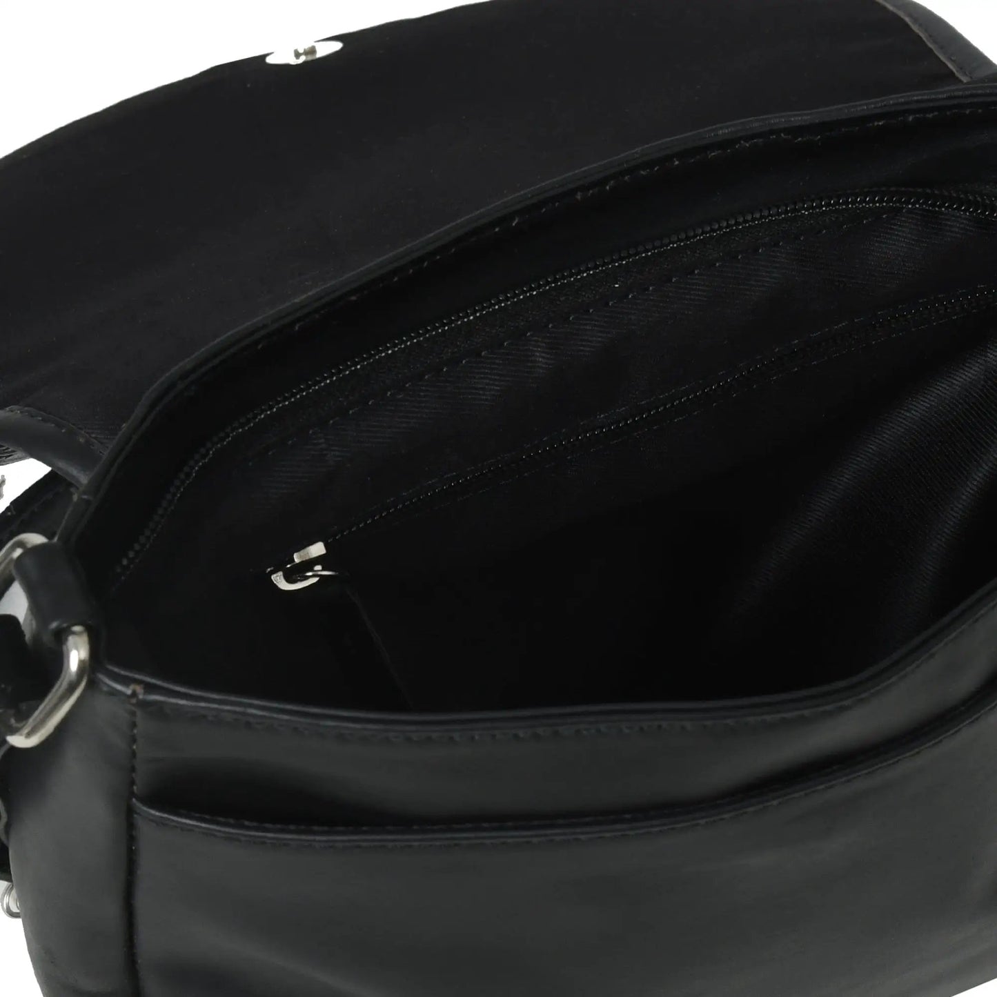 Croco embossed black leather satchel bag with zippered compartment and stitched lining on Tampa Home & Garden Store