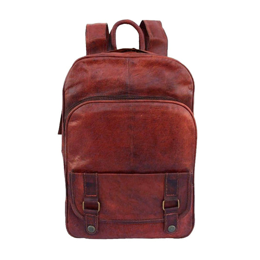 Designer Backpack for Laptop and Tablet Storage in brown leather with top handle and padded straps on Tampa Home & Garden Store