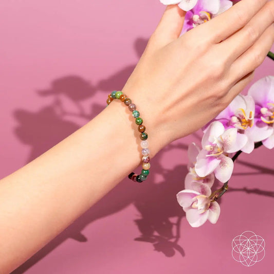 Energy Bracelet with Indian Agate 6mm multicolor beaded bracelet by Conscious Items on Tampa Home & Garden Store