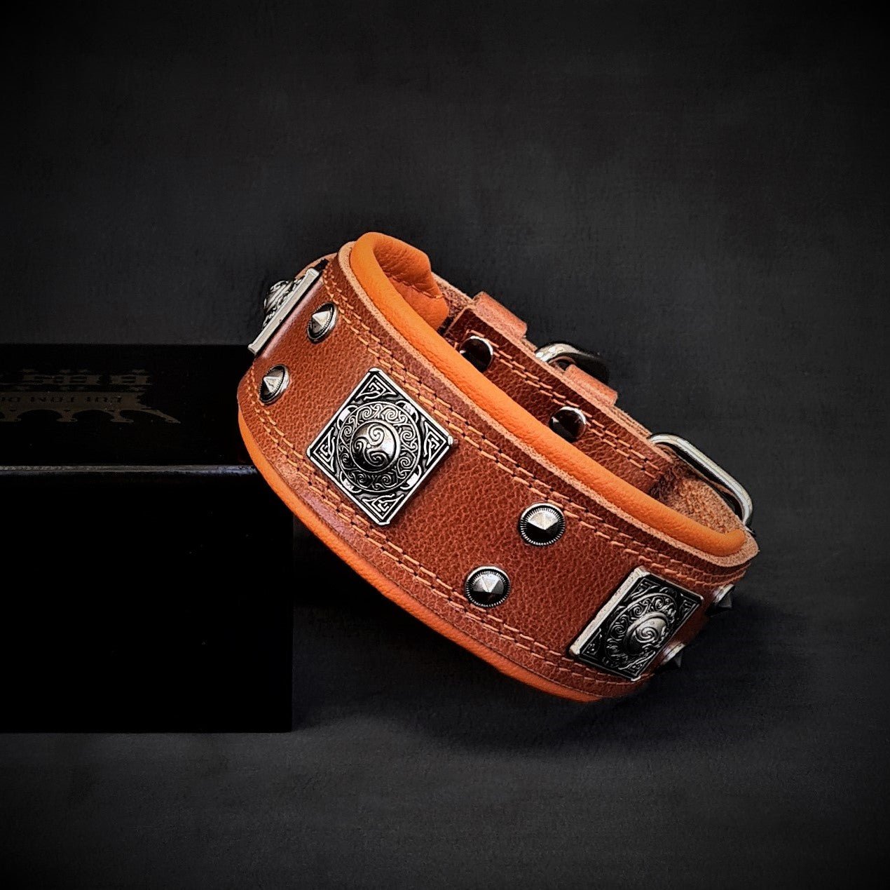 The "Eros" collar 2 inch wide brown & orange - Tampa Home & Garden Store