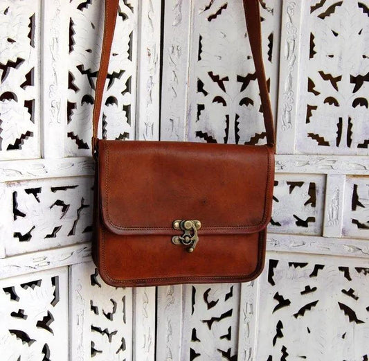 Brown leather feminine crossbody purse with adjustable strap by Classy Leather Bags on Tampa Home & Garden Store