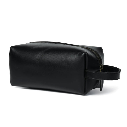 Hamilton Leather Travel Toiletry Bag black leather with zip closure by Classy Leather Bags on Tampa Home & Garden Store