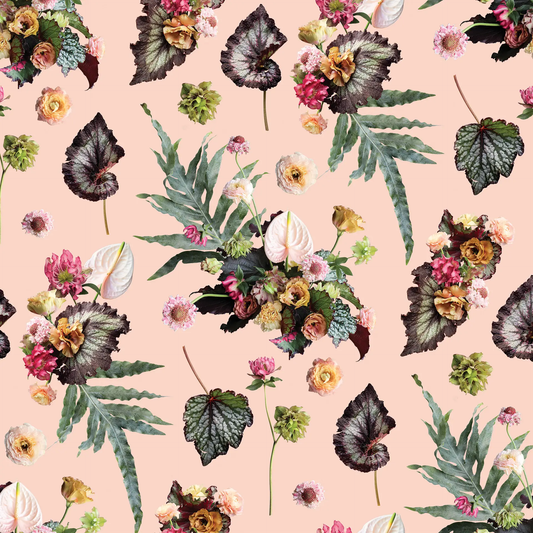 Wallpaper Little Branch Blush Artwork with blush background and vibrant florals on Tampa Home & Garden Store