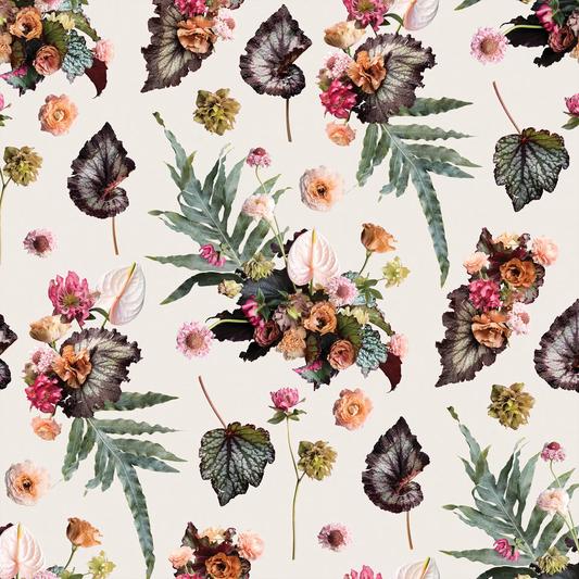 Wallpaper Little Branch Off-White Samantha Santana Creative with pink blossoms and green leaves on Tampa Home & Garden Store