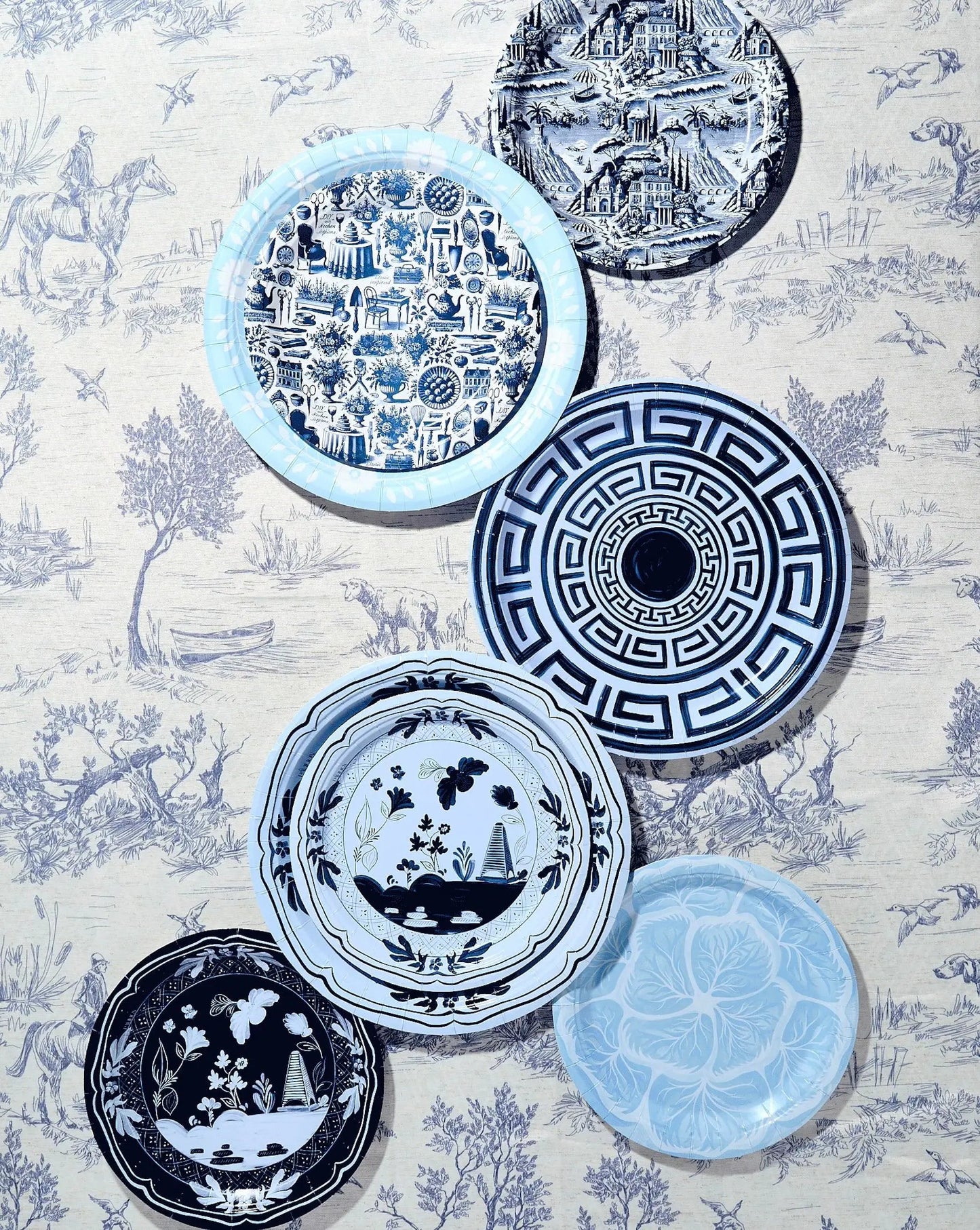 Martha Dessert Plate 8-Pack disposable paper plates in blue and white patterns on Tampa Home & Garden Store
