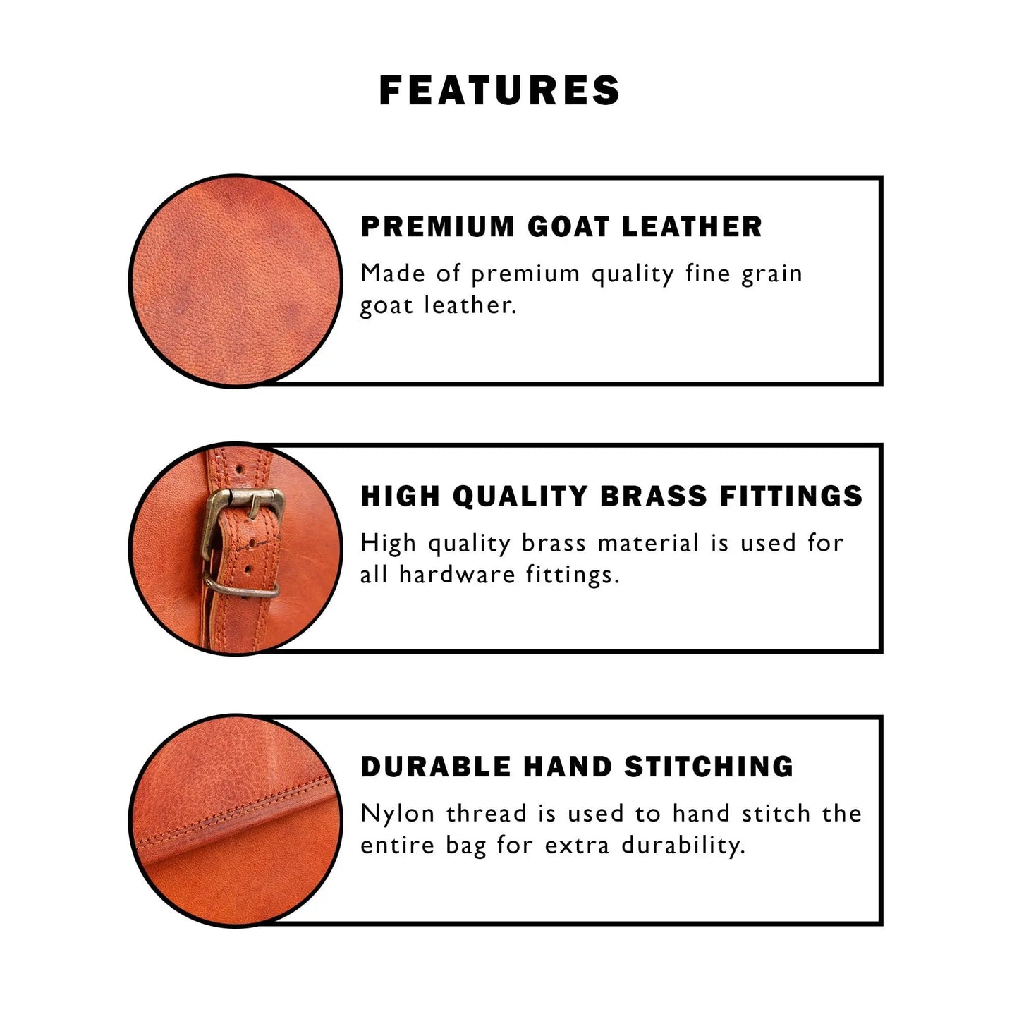 Mascot Leather Messenger Bag tan premium goat leather with brass fittings and durable stitching on Tampa Home & Garden Store