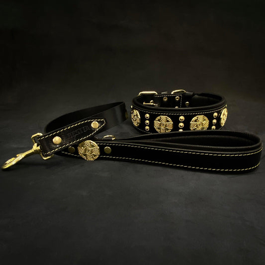 The "Maximus" collar 2.5 inch wide black & gold - Tampa Home & Garden Store