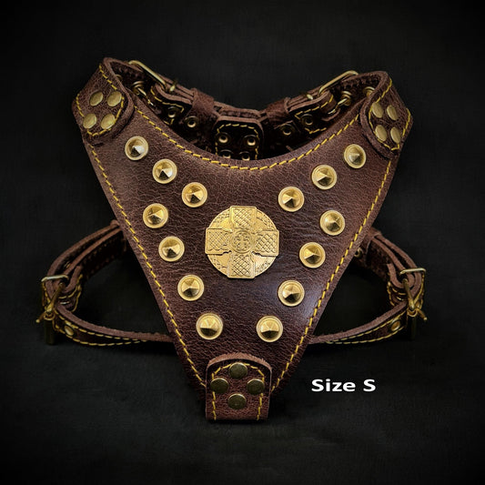 The ''Maximus'' harness Brown & Gold Small to Medium Size - Tampa Home & Garden Store