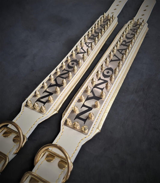 The "Metal" collar White & Gold- personalized! - Tampa Home & Garden Store