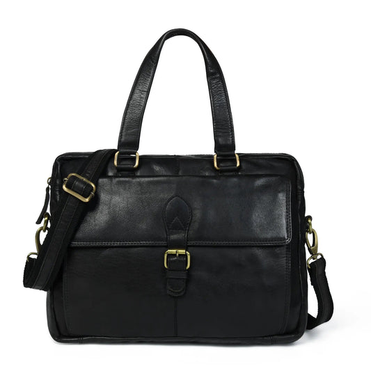 Modern Leather Briefcase Black with Laptop Sleeve black leather briefcase with handles on Tampa Home & Garden Store
