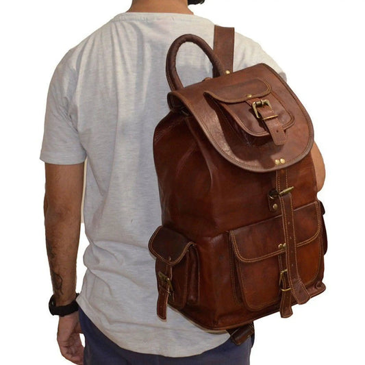 Classy Leather Outdoor Hiking Backpack brown leather by Classy Leather Bags on Tampa Home & Garden Store