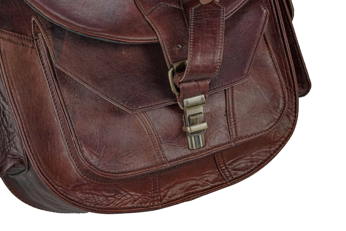 Camera Satchel in full-grain goat leather, burgundy with metal buckle, Classy Leather Bags on Tampa Home & Garden Store
