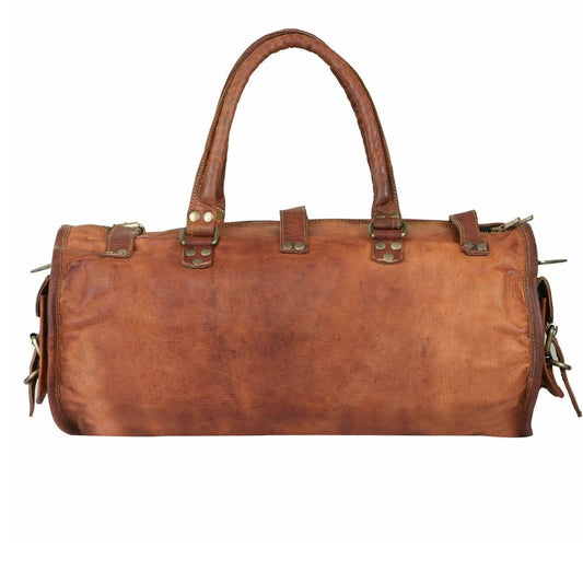 Porter Goat Leather Duffel Bag Handcrafted, brown leather with brass rivets Classy Leather Bags on Tampa Home & Garden Store