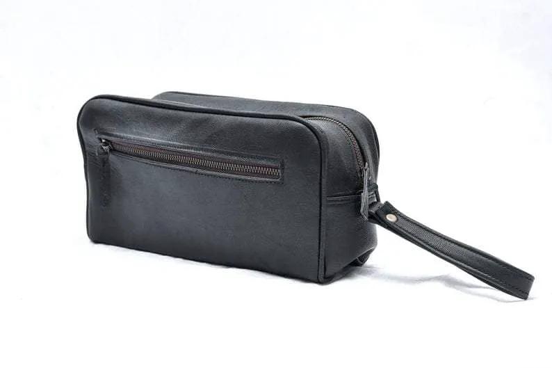 Single Section Toiletry Bag Black Leather by Classy Leather Bags on Tampa Home & Garden Store