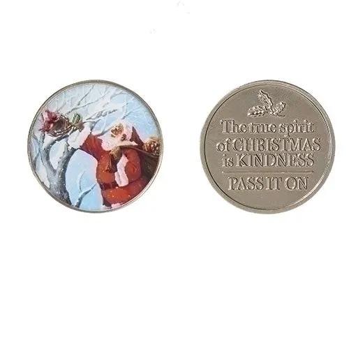 Spirit of Christmas Kindness Pocket Tokens Set, 2 charms: winter scene + kindness coin by Country Christmas Loft on Tampa Home & Garden Store