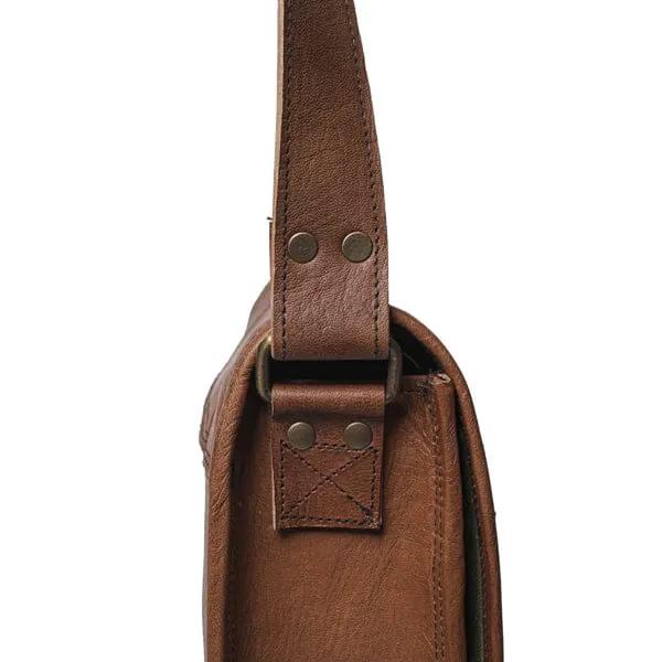 Urban Crossbody Laptop Bag brown leather messenger with riveted strap by Classy Leather Bags on Tampa Home & Garden Store