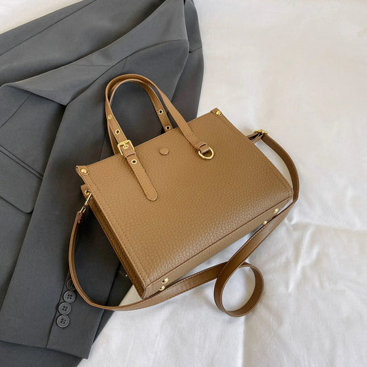 Vegan Leather Crossbody Bag with Textured Finish in tan by Classy Leather Bags on Tampa Home & Garden Store