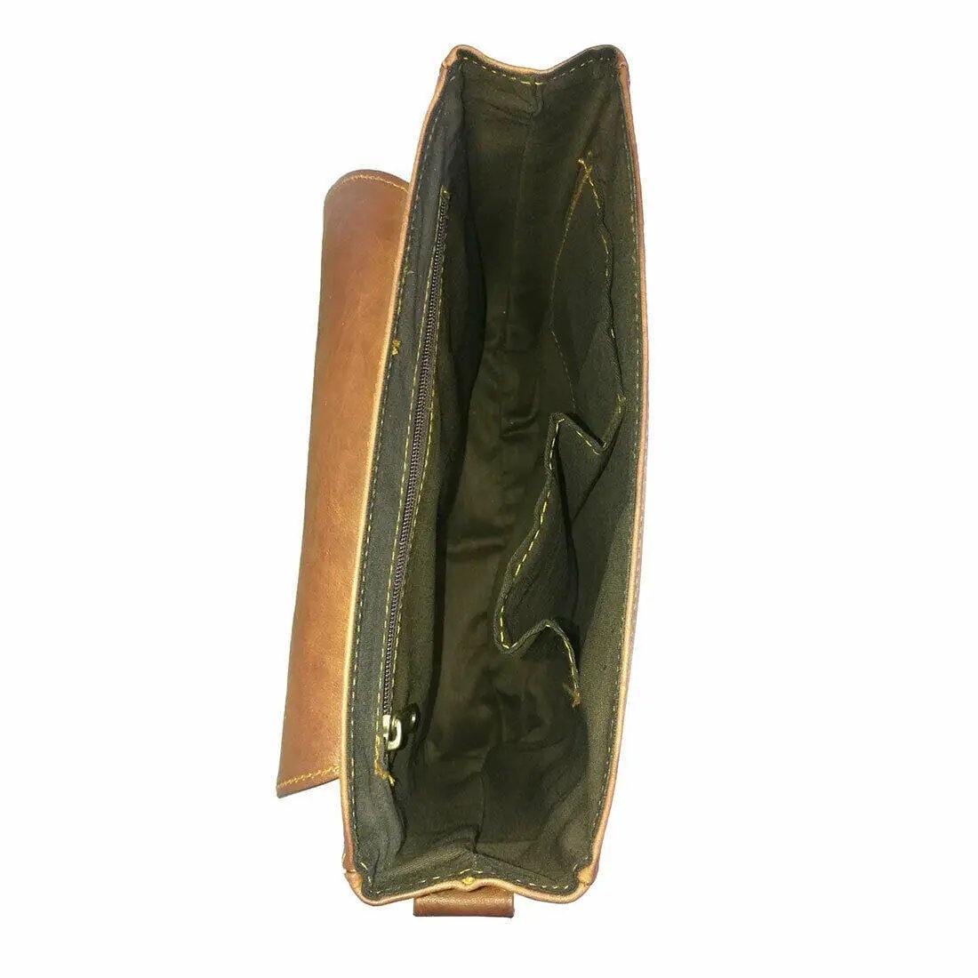 Wilkins Crossbody Bag for Work and School, brown leather with zip pocket interior on Tampa Home & Garden Store