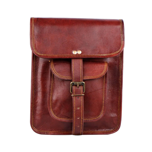 Windsor Crossbody Leather Bag burgundy leather with adjustable strap and brass buckle on Tampa Home & Garden Store
