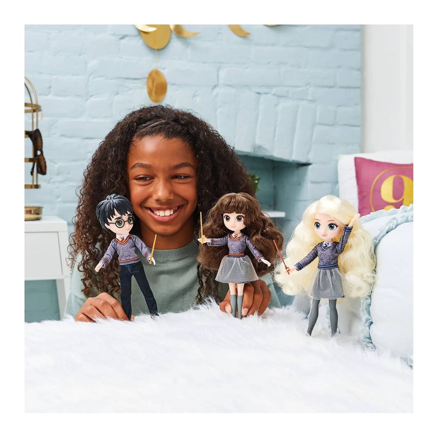 Harry Potter 8-inch Wizarding World figurines set of four Hogwarts students in gray uniforms on Tampa Home & Garden Store