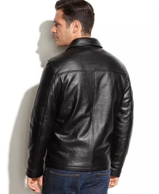 Wolfman Lambskin Leather Bomber Jacket black leather with classic bomber silhouette on Tampa Home & Garden Store