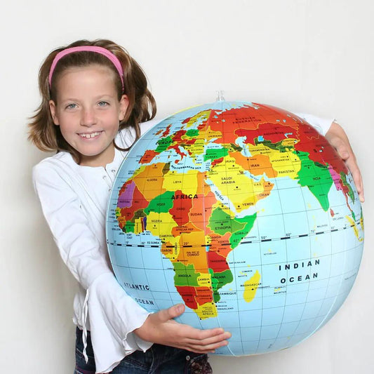 World 20-Inch Inflatable Globe for Kids by Ultimate Globes, colorful map, kid-friendly size on Tampa Home & Garden Store