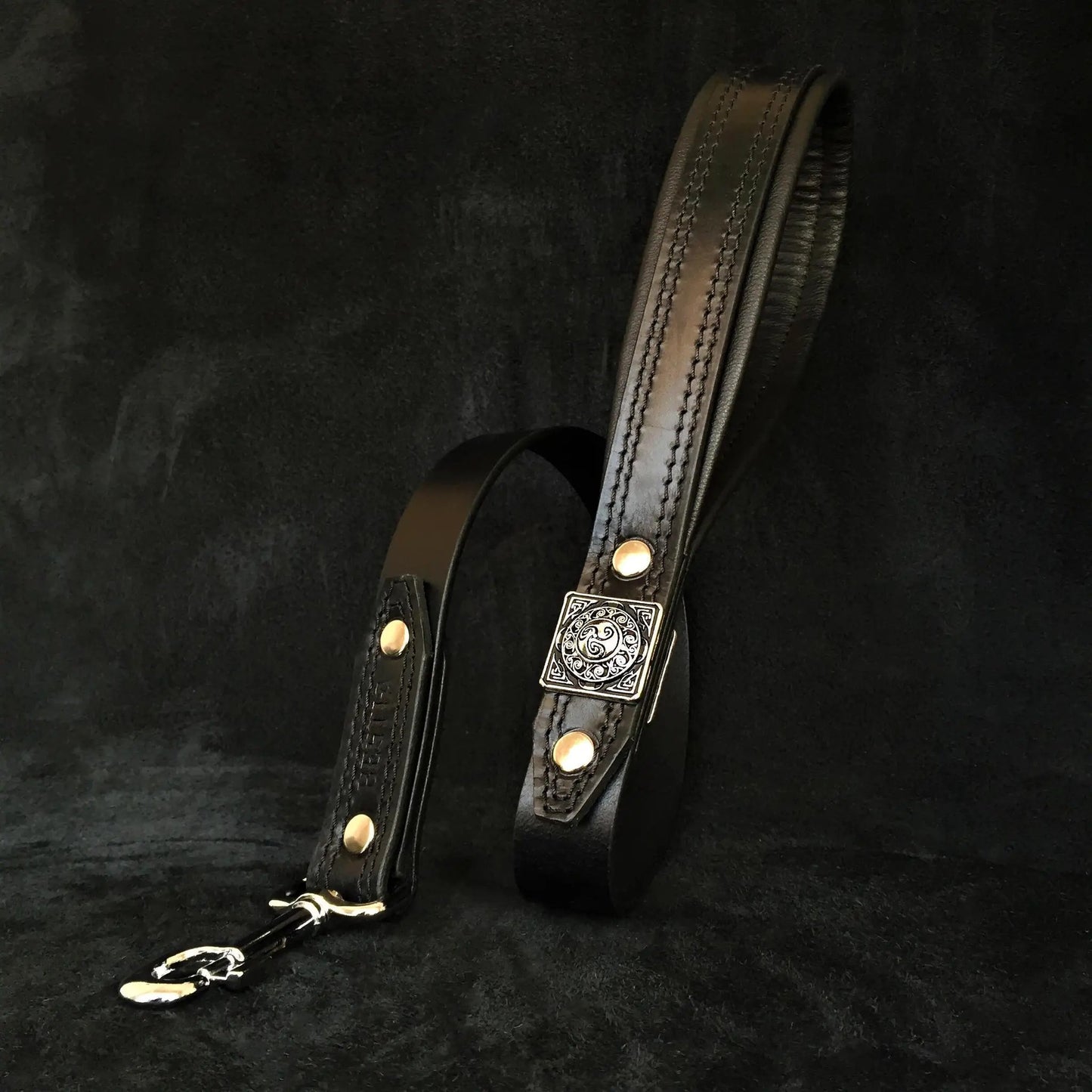 Two Eros All Black Collars 2.5in leather dog collars with brass rivets Bestia Gear on Tampa Home & Garden Store