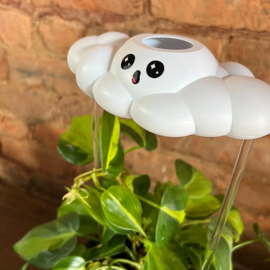 Cosmo the Cloud watering globe, white cloud-shaped plant care accessory by The Cloud Makers on Tampa Home & Garden Store