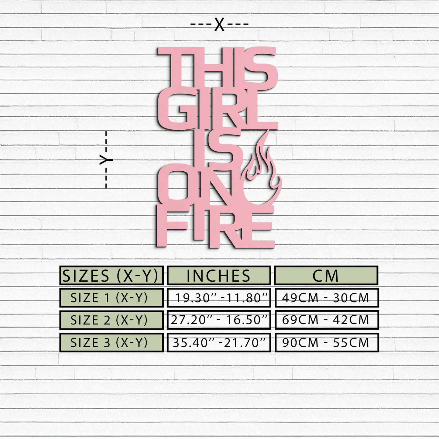 This Girl Is On Fire metal wall art pink flame typography Enova Art on Tampa Home & Garden Store