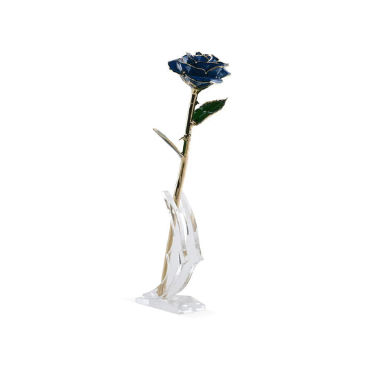 Timeless Blue Rose in 24K Gold Finish blue petals with gold trim ROSEPHORIA on Tampa Home & Garden Store