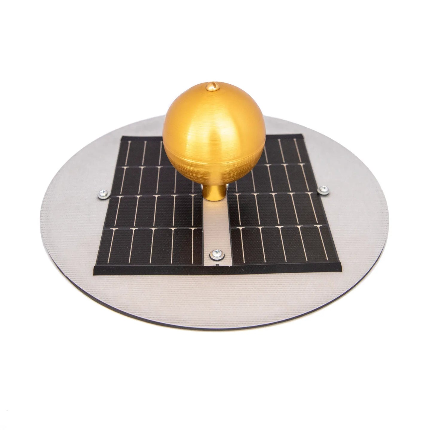 Titan Solar Flagpole Light USA Made gold-tone globe atop solar panel base on Tampa Home & Garden Store