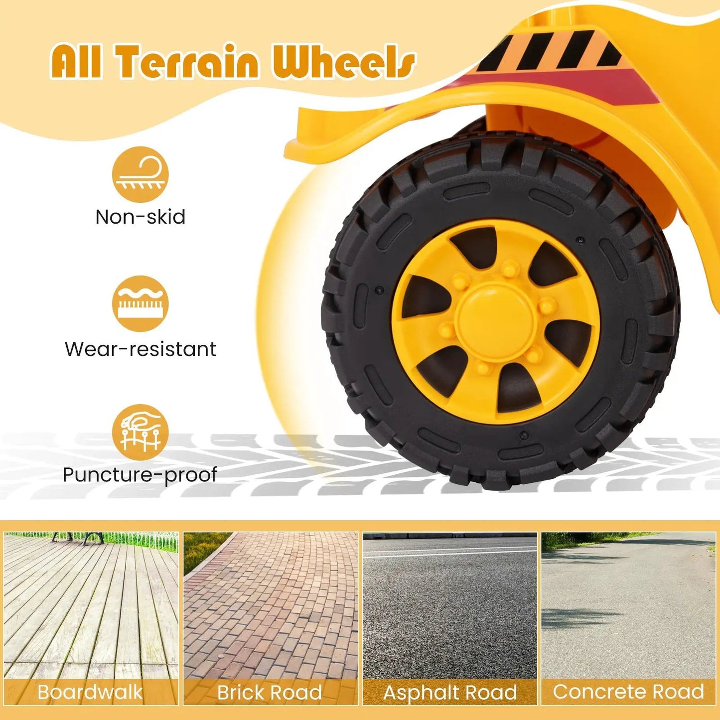 Toddler ride car yellow with under-seat storage and rugged black wheels DirectDeals on Tampa Home & Garden Store