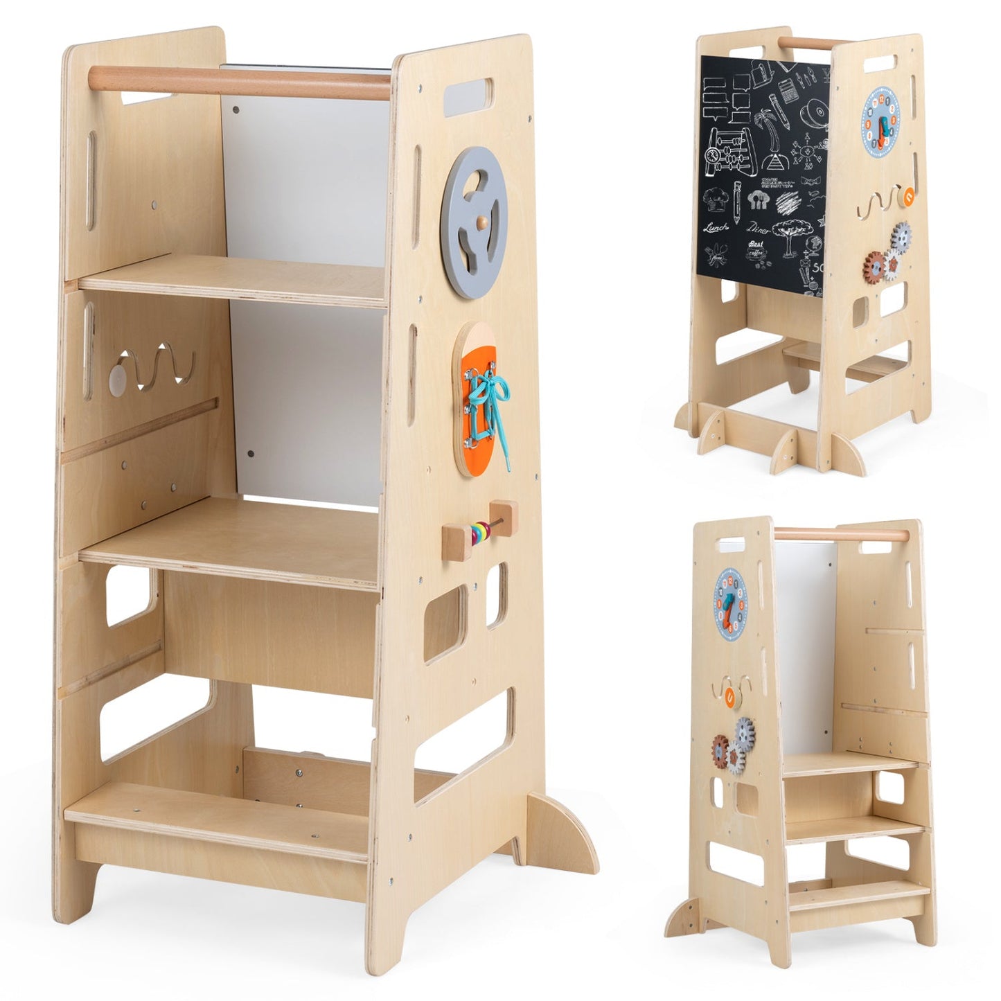 Toddler standing learning tower by DirectDeals adjustable height chalkboard panel wooden on Tampa Home & Garden Store