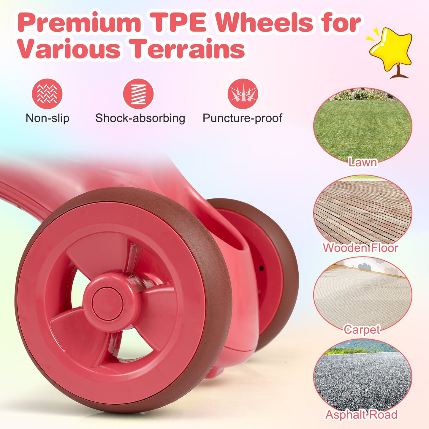 Toddler Trike pink front wheel close-up, DirectDeals Push & Pedal Riding Vehicles on Tampa Home & Garden Store