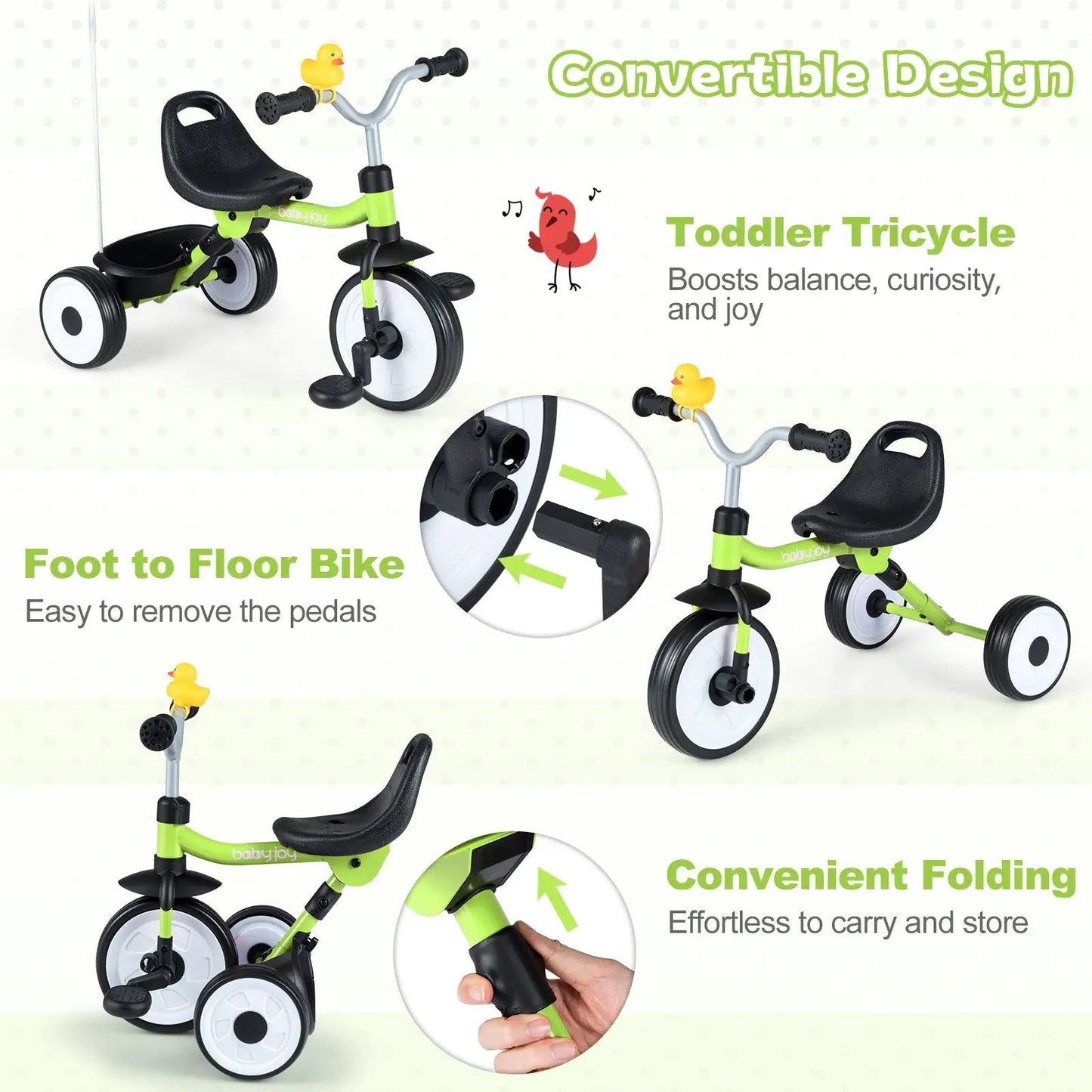 Toddler Tricycle limegreen with glowing wheels basket by DirectDeals on Tampa Home & Garden Store