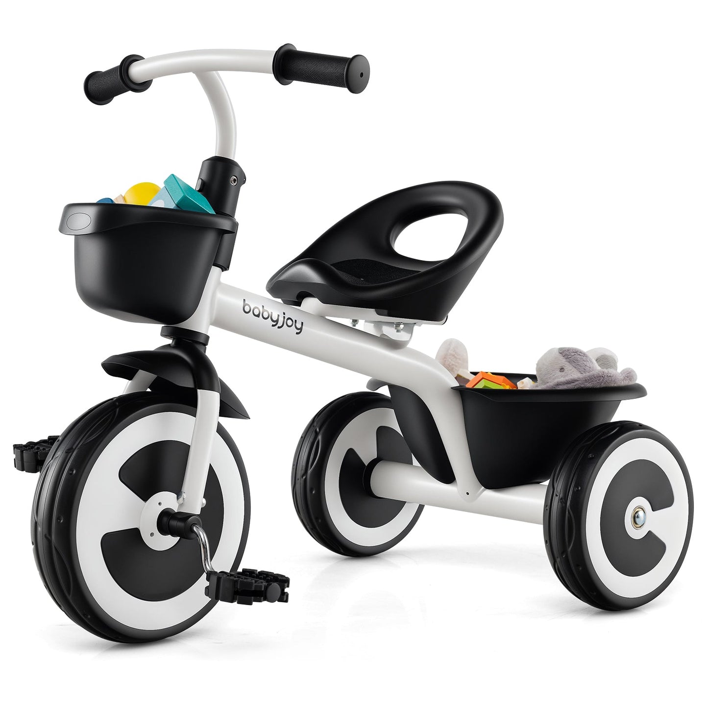 Toddler Tricycle with Adjustable Seat and Storage Baskets for 1.5-5 Years Old-Navy
