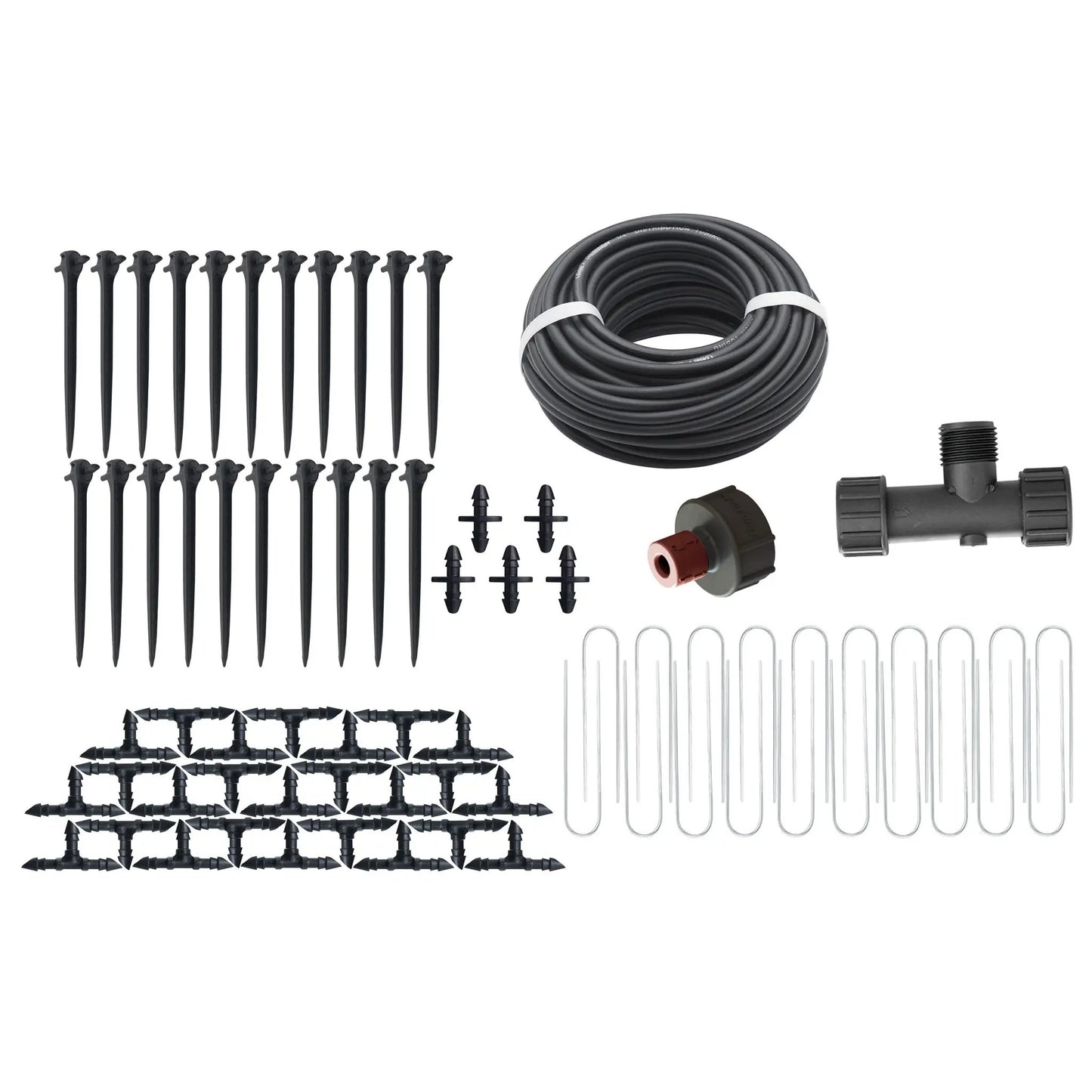 All In One Tomato Drip Irrigation Kit Orbit Irrigation with black tubing and emitter stakes on Tampa Home & Garden Store