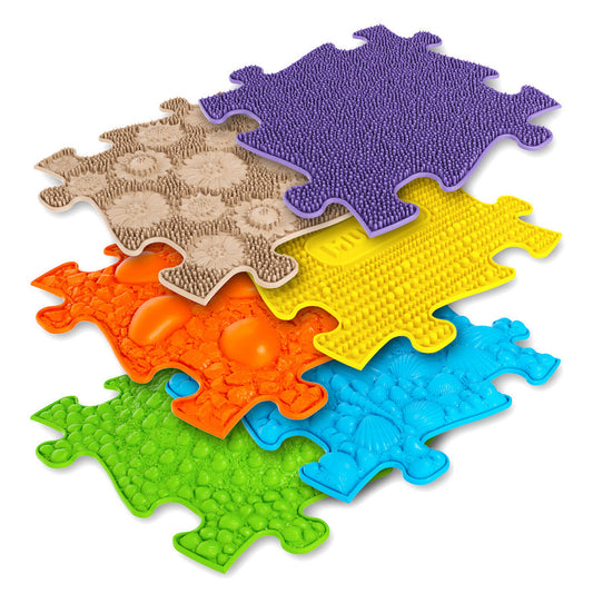 Tots Sensory Playmat Set interlocking foam mats in purple orange yellow blue green by TINNITOTS on Tampa Home & Garden Store
