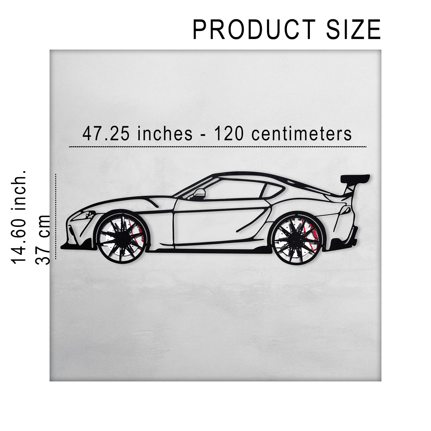 Toyota Supra MK5 Wall Art – Modern JDM Steel Silhouette with Spinning Wheels-KAFMEKA044 - Tampa Home & Garden Store