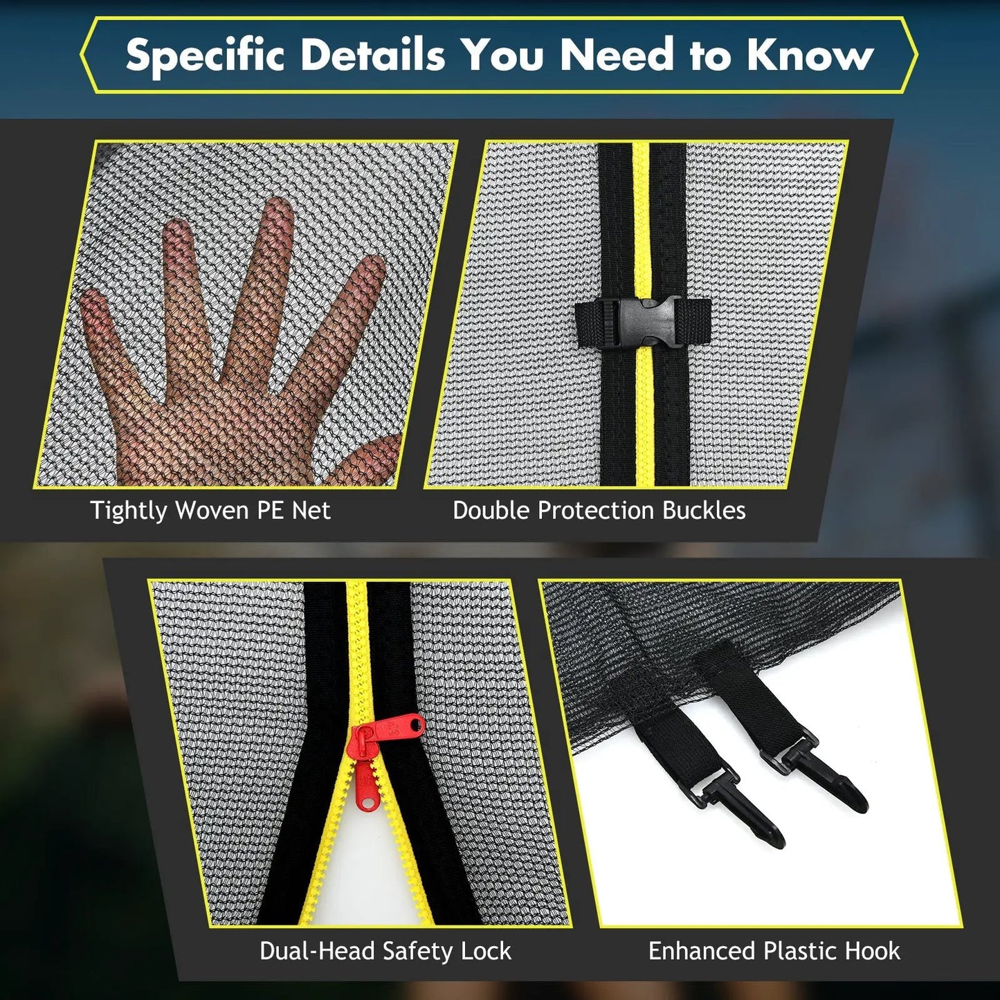 Trampoline Enclosure Net with Zipper 12ft/14ft, tightly woven PE, safety lock DirectDeals on Tampa Home & Garden Store