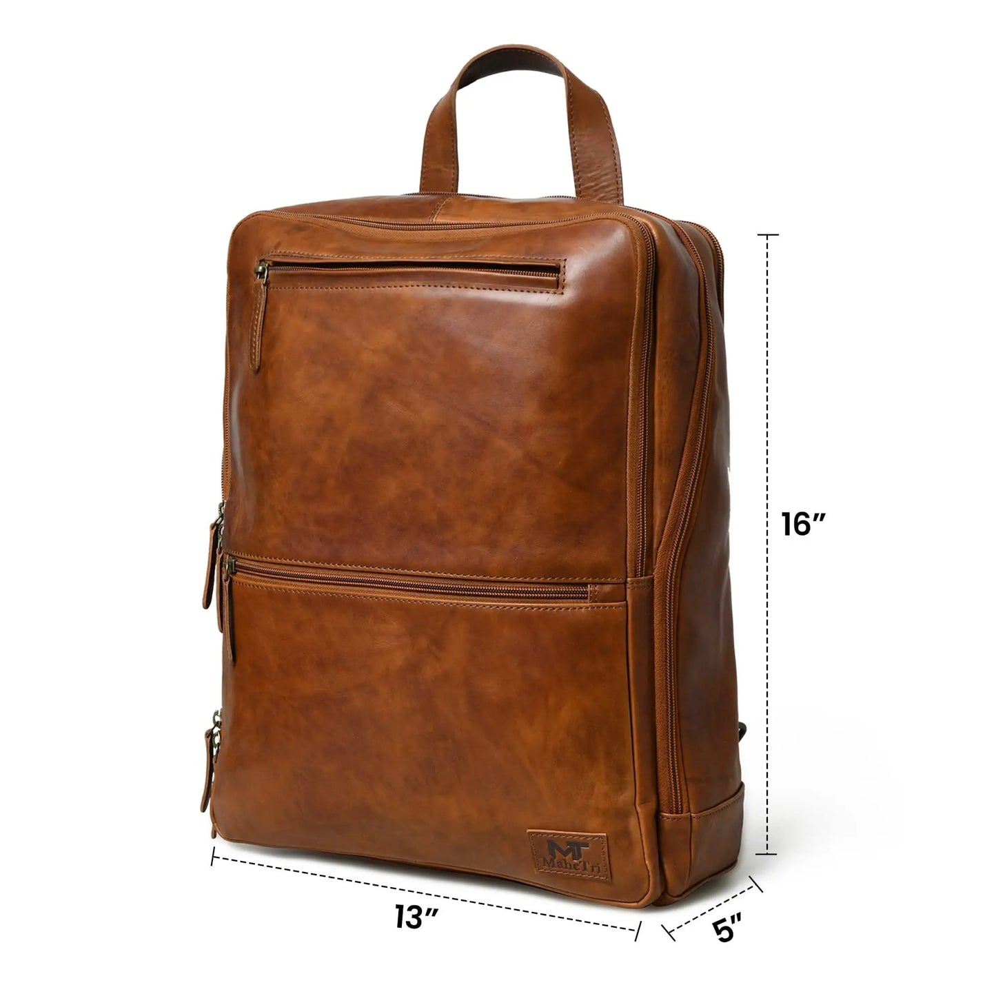 Transit Voyager Leather Laptop Backpack Pro in buffalo leather with top handle and zip pocket on Tampa Home & Garden Store