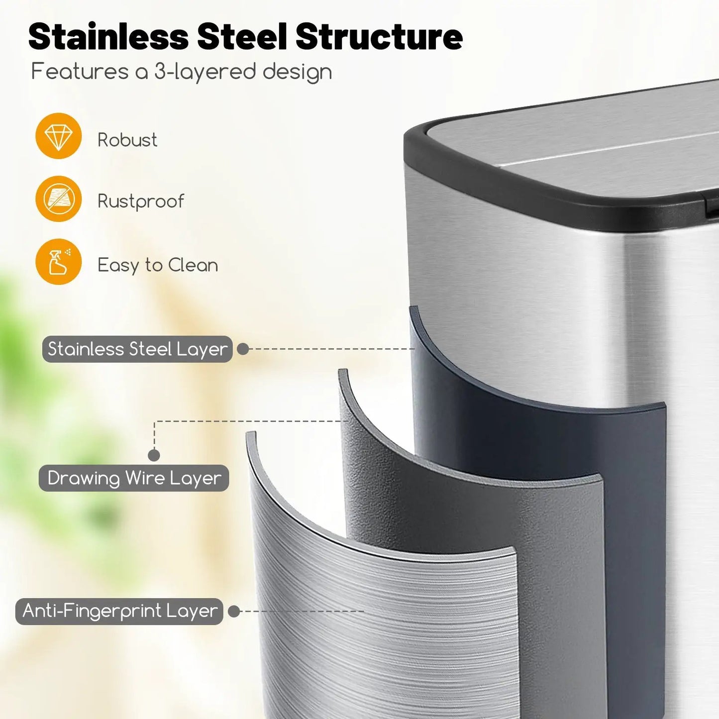 12 Gal stainless steel trash can with wing lids, brushed finish, anti-fingerprint DirectDeals on Tampa Home & Garden Store
