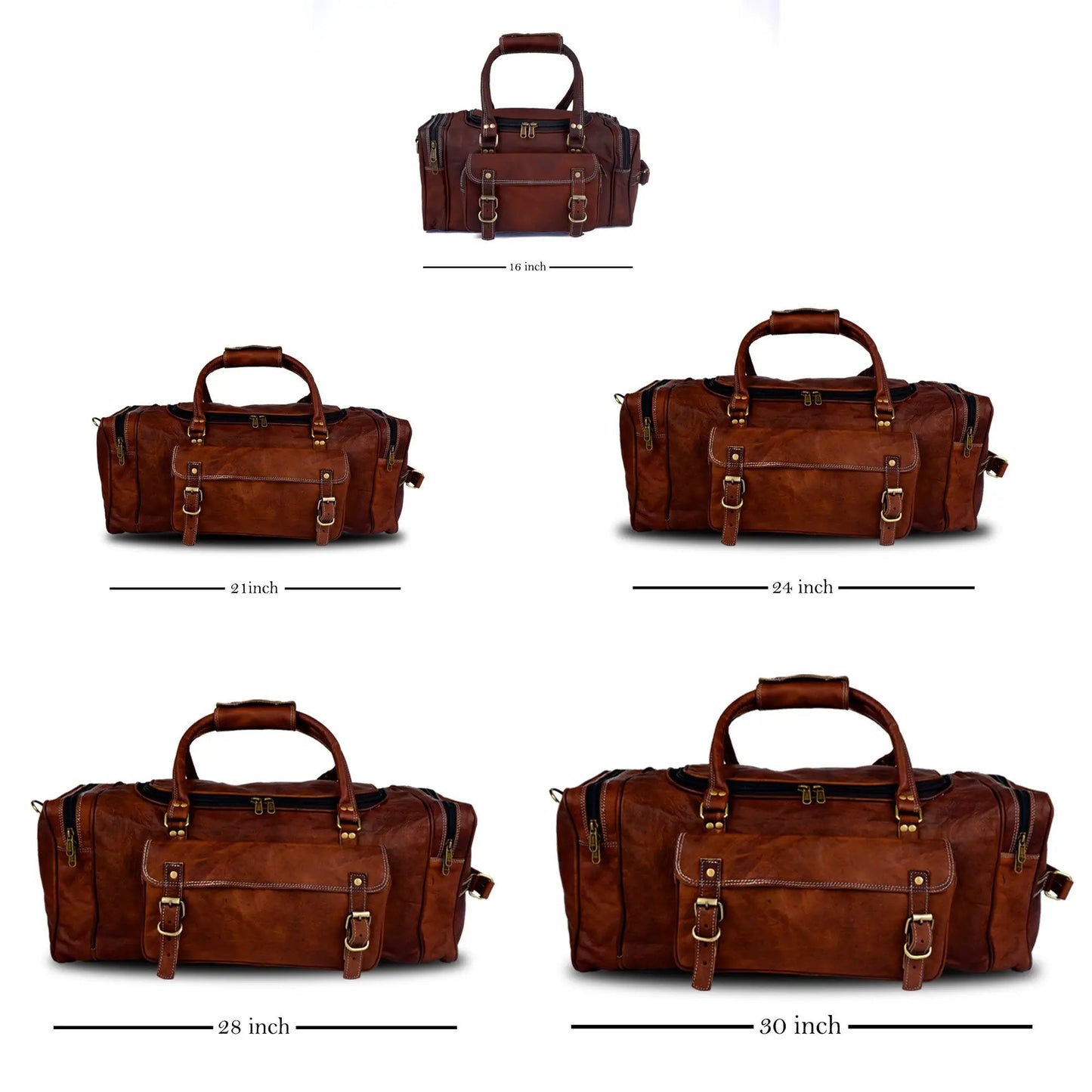 Traveler Weekender Duffle Bag & Toiletry Bag set of five in brown leather by Classy Leather Bags on Tampa Home & Garden Store