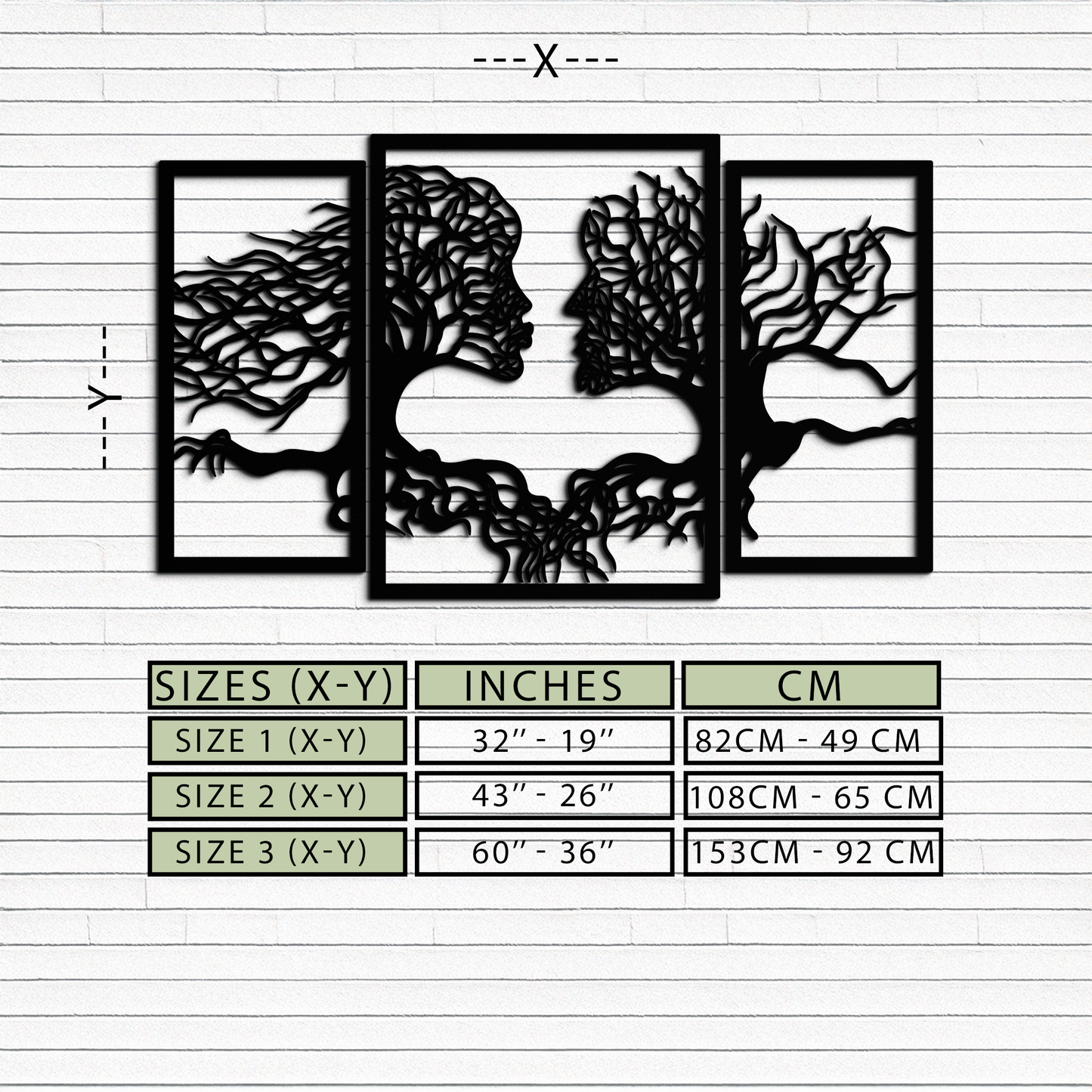 Tree of Life Lovers Metal Wall Art - 3-Piece Modern Steel Wall Decor - KAF129 - Tampa Home & Garden Store