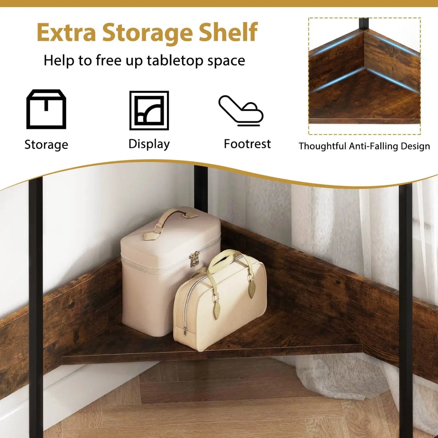 Triangle Corner Desk with Charging Station