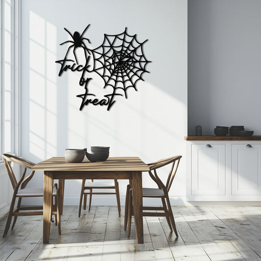 "Trick or Treat" Halloween Metal Wall Art – Spider Web Design- KAF278 - Tampa Home & Garden Store