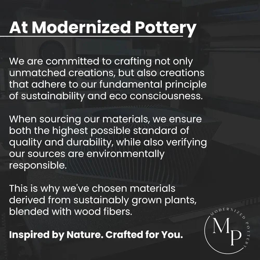 Triple Bubbles Planter banner by Modernized Pottery featuring sustainability messaging on Tampa Home & Garden Store