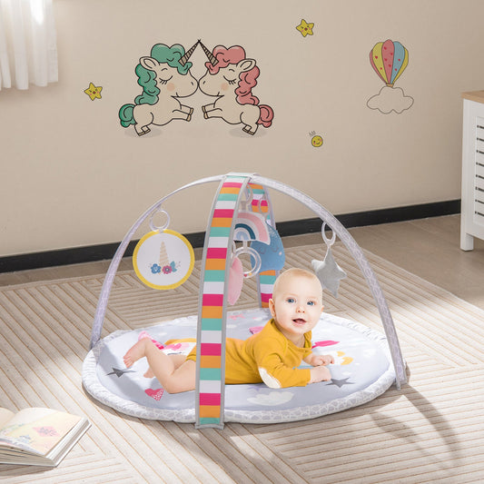 Baby Play Gym Mat 7-in-1 Tummy Time Activity Mat with 5 Detachable Toys-Multicolor - Tampa Home & Garden Store