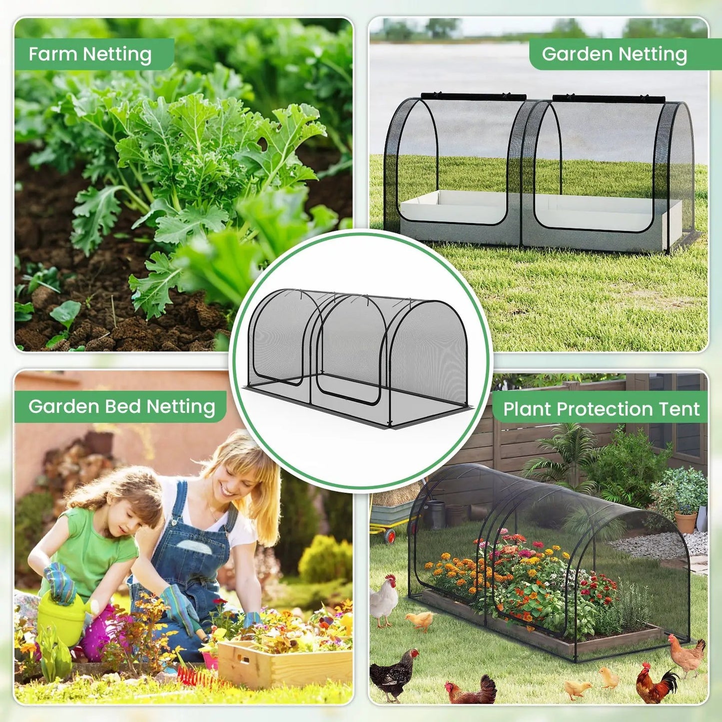 Portable Tunnel Crop Cage for Plant Protection with arched frame and mesh panels netting kit on Tampa Home & Garden Store