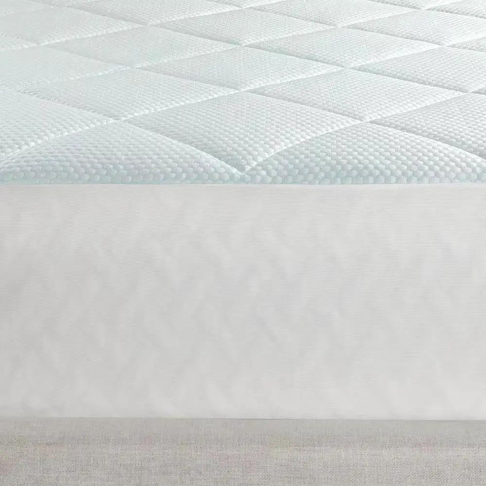 Twin size Quilted Mattress Pad with Elastic Skirt white with light blue quilting by HomePacific on Tampa Home & Garden Store